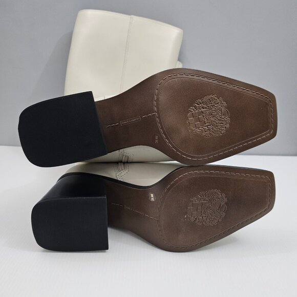 Vince Camuto Sangeti Knee High Boot Womens 9 WIDE Ivory Cream Leather Block Heel - Picture 14 of 16